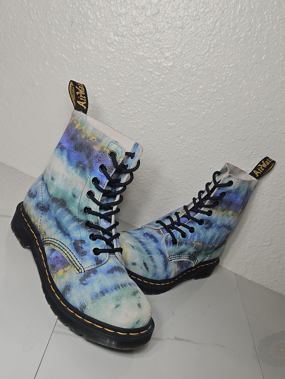Dr. Martens 1460 Pascal Tie Dye Leather Boots Blue Purple Women’s 8